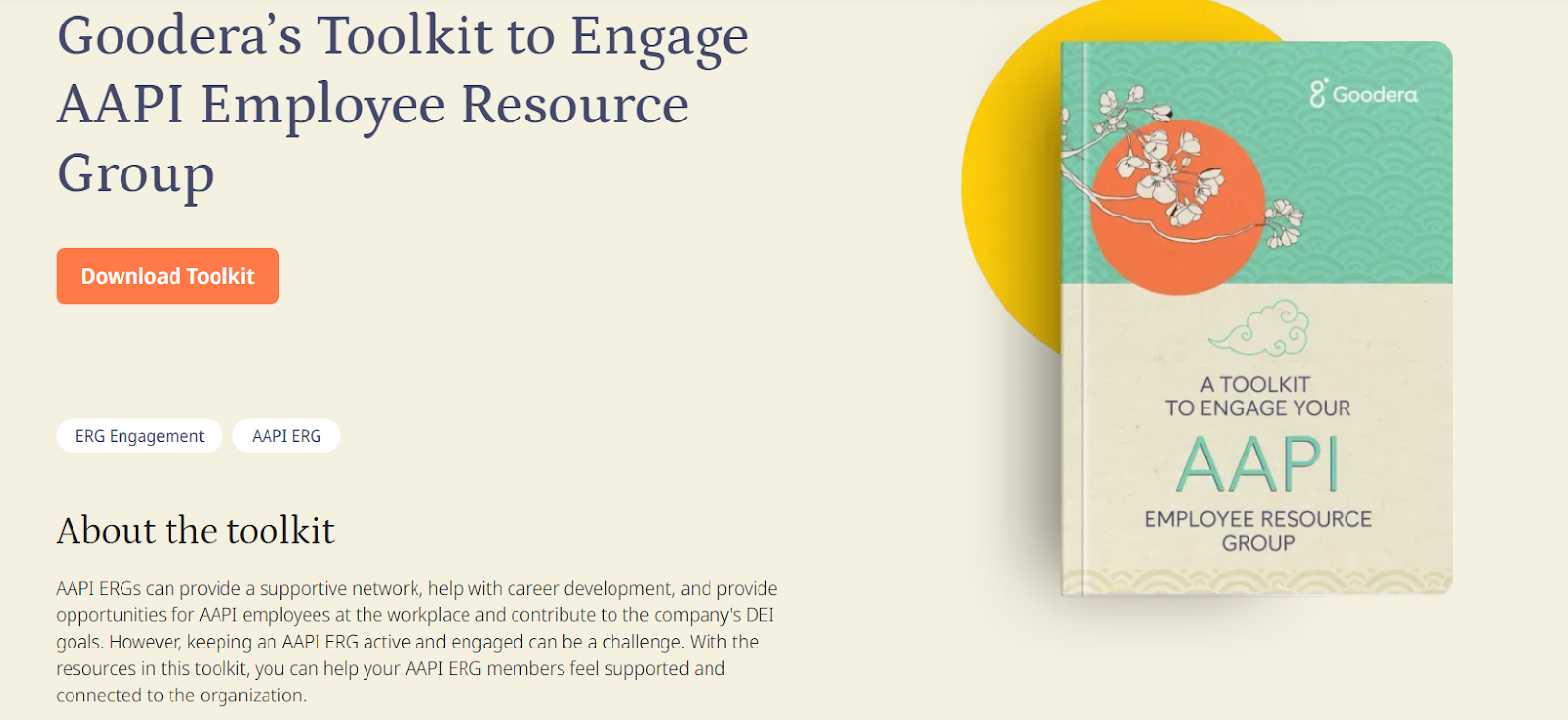 Goodera’s banner of its toolkit for engaging AAPI Employee Resource Groups