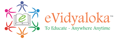 eVidyaloka logo featuring colorful human figures around an open book with the tagline “To Educate – Anywhere Anytime.”
