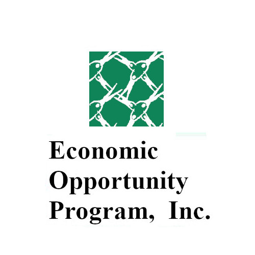 Economic Opportunity Program, Inc. logo with a green emblem symbolizing community connection and opportunity.