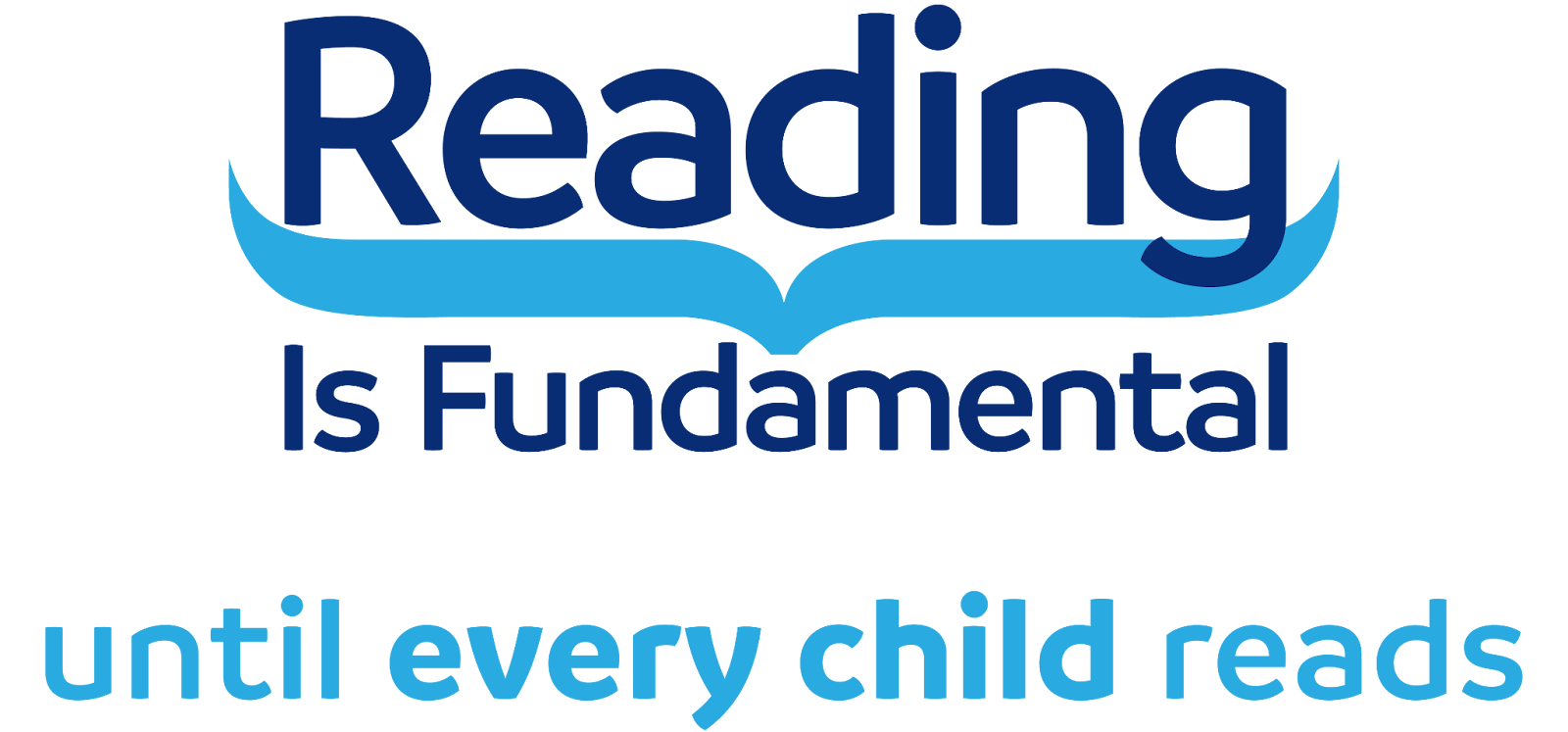 Reading Is Fundamental logo featuring a stylized open book and the tagline “Until every child reads.