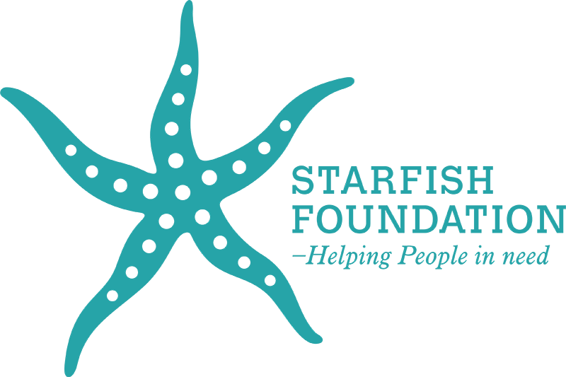 Starfish Foundation logo featuring a teal starfish symbol representing community support and helping people in need.