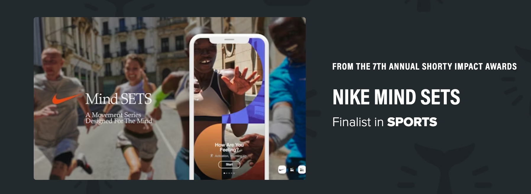 Nike Mindset poster with athletes running and a copy that says, “Nike Mind Sets Finalist in Sports”