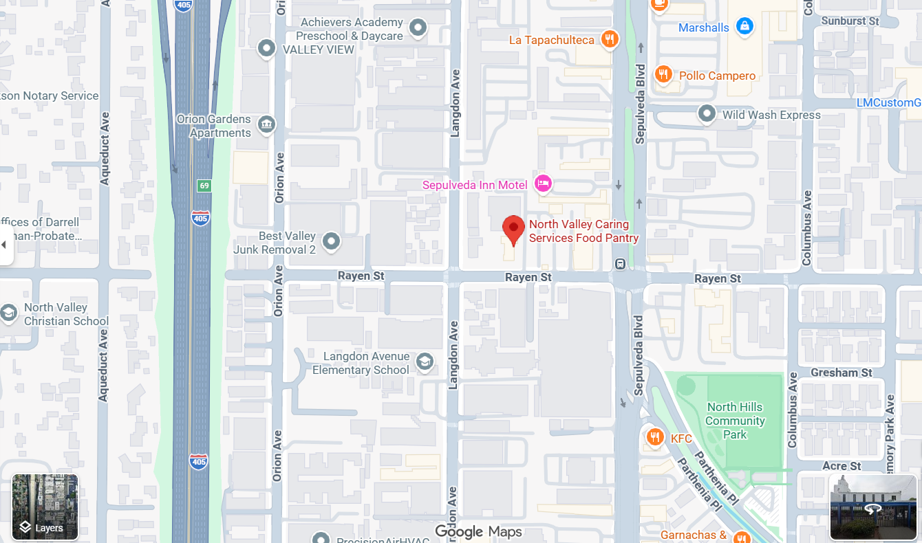 Food pantry distribution at North Valley Caring Services