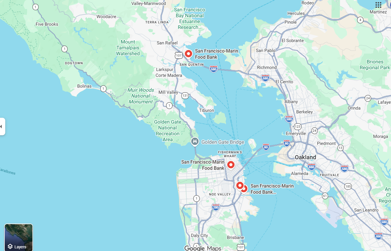 San Francisco-Marin Food Bank warehouse and volunteers