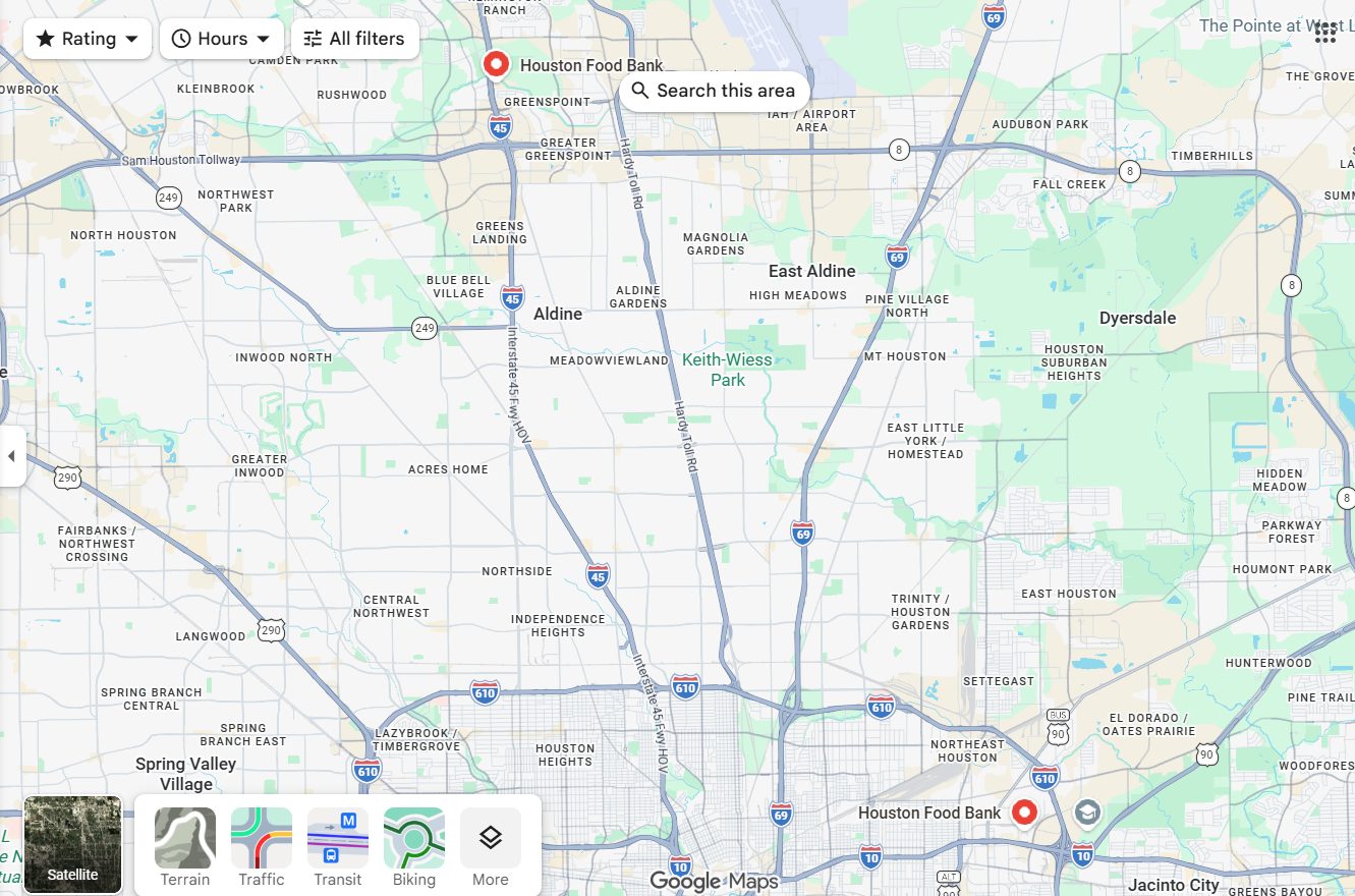 Houston Food Bank warehouse and volunteers