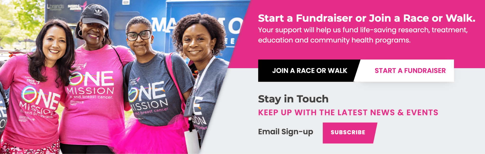 Komen’s banner for raising funds for breast cancer survivors