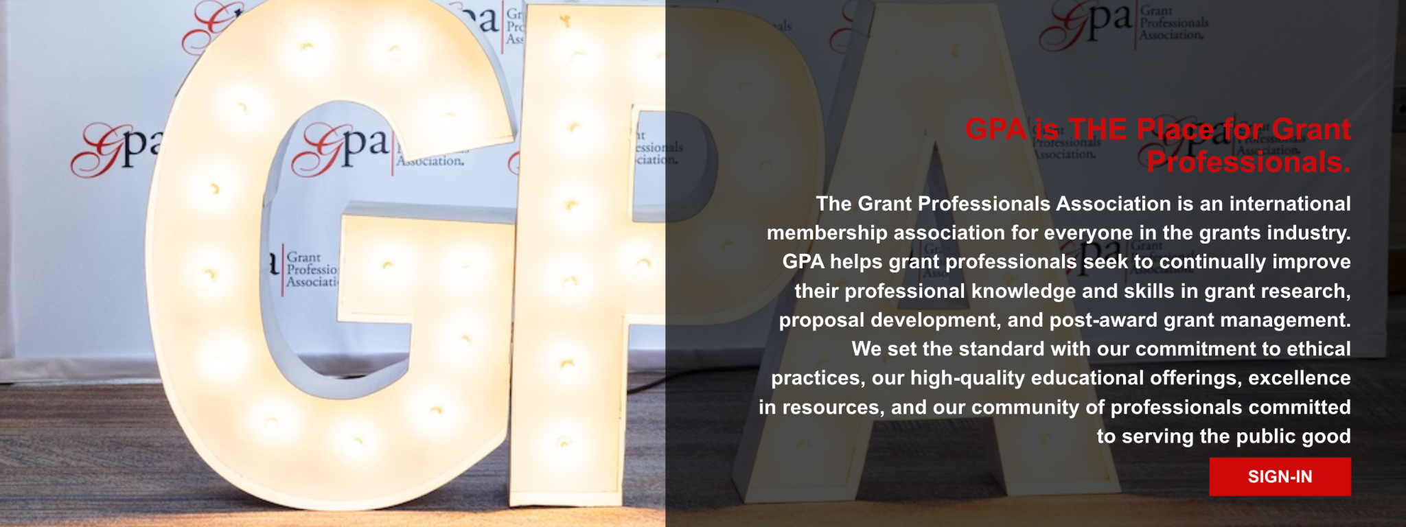 hero banner from GPA's Grant Summit with the GPA logo on the left.
