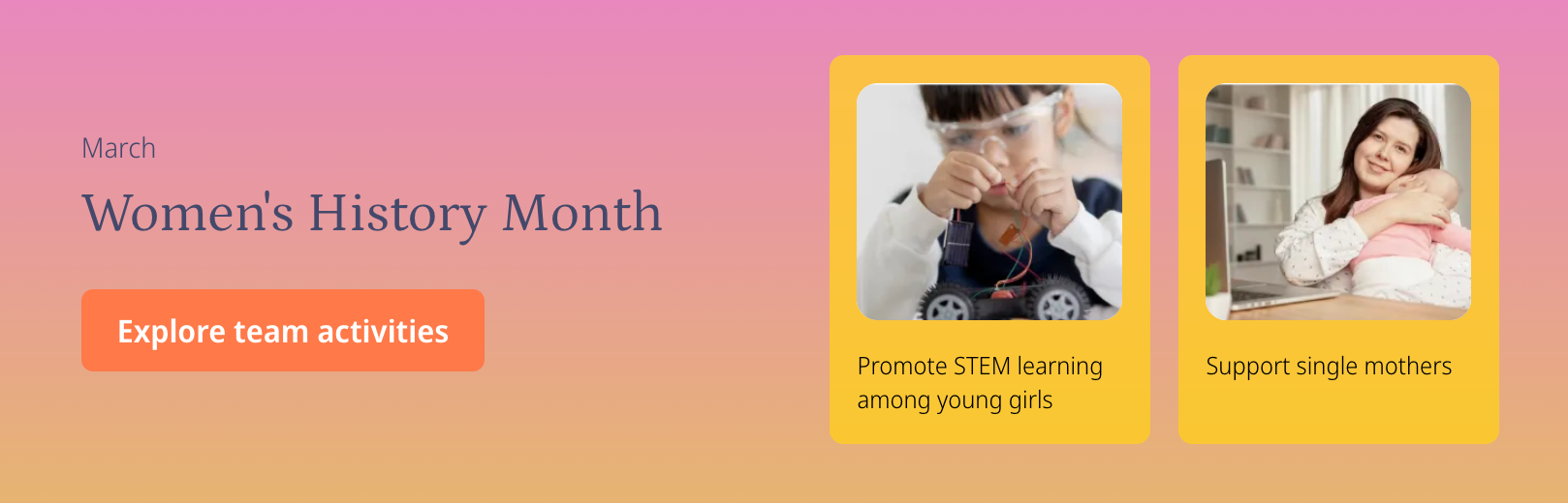 Goodera's Women's History Month volunteering activity catalog.