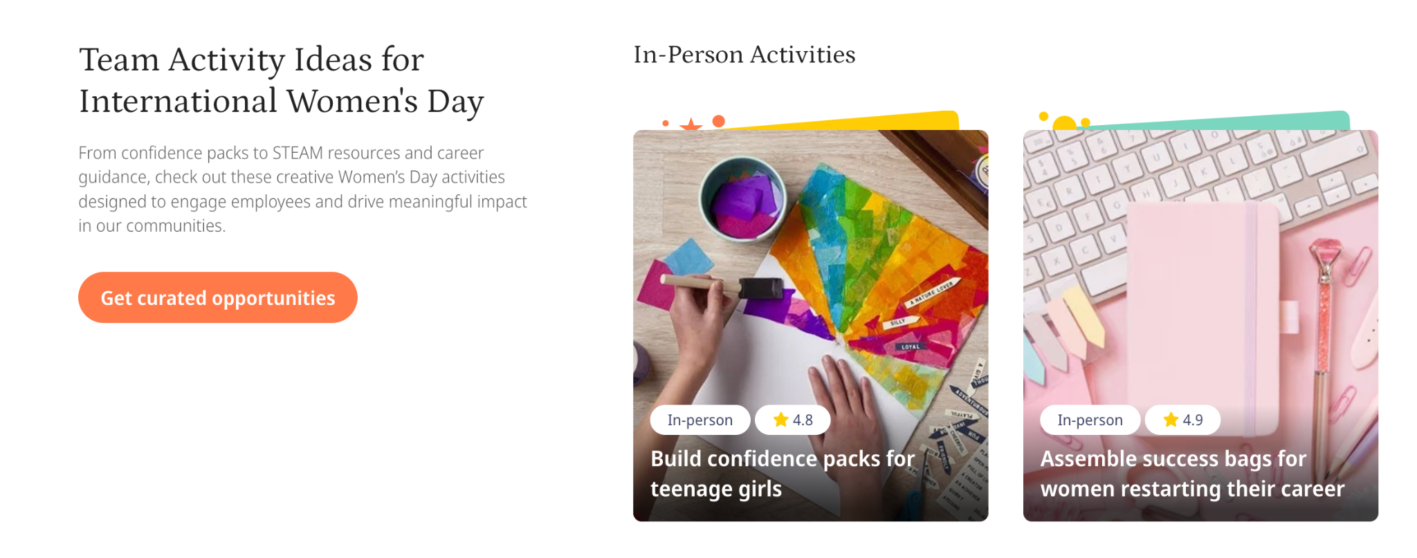 Goodera's international women's day volunteering activity catalog