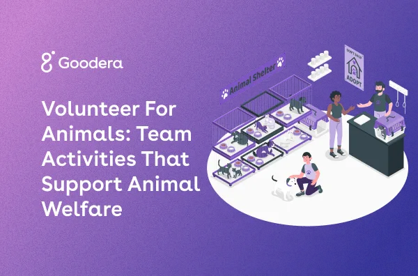 blog cover titled, 'Volunteering for Animals: Team Activities That Support Animal Welfare'
