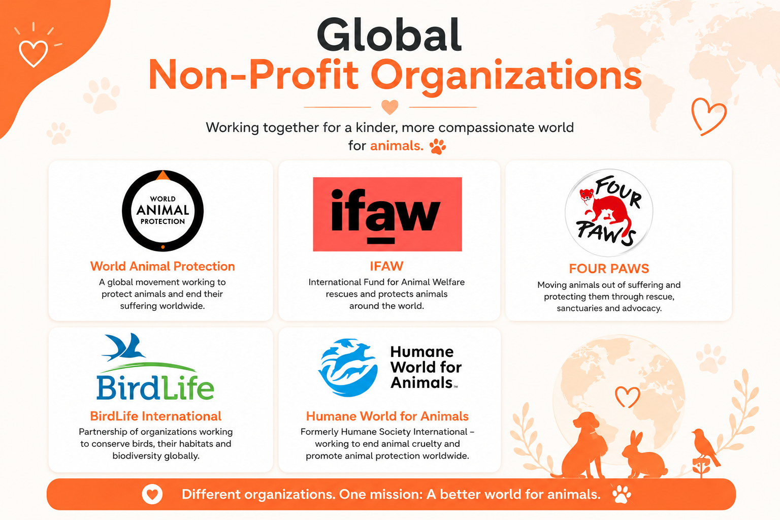 Global NPOs for animal welfare
