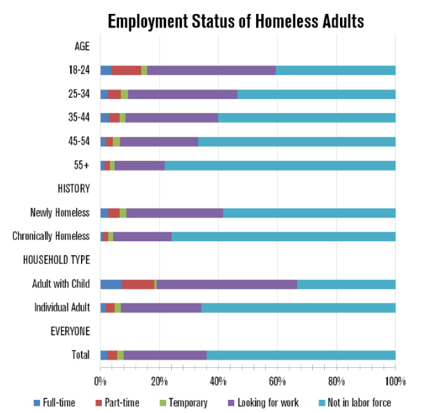 Employment status of homeless adults