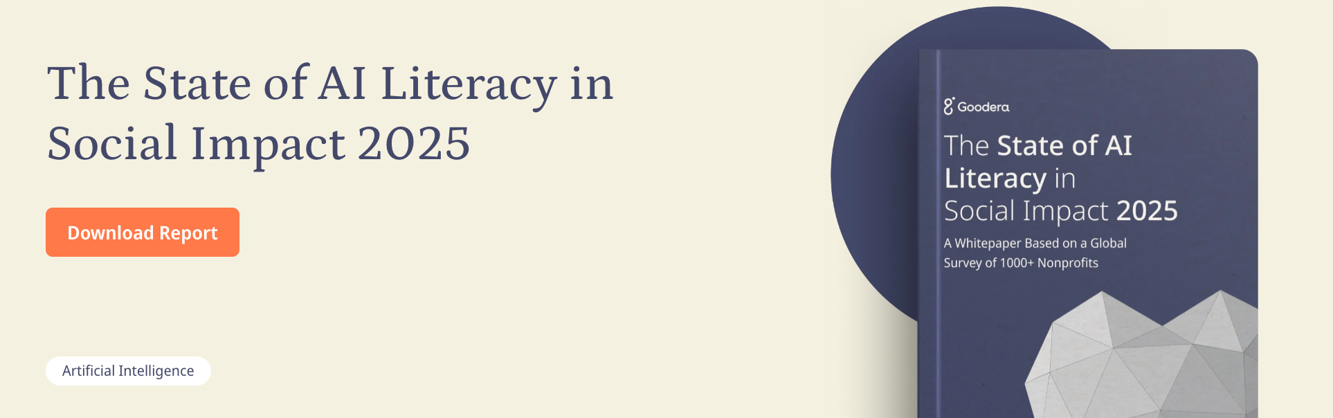 Ebook cover of Goodera's State of AI Literacy in Social Impact Report.