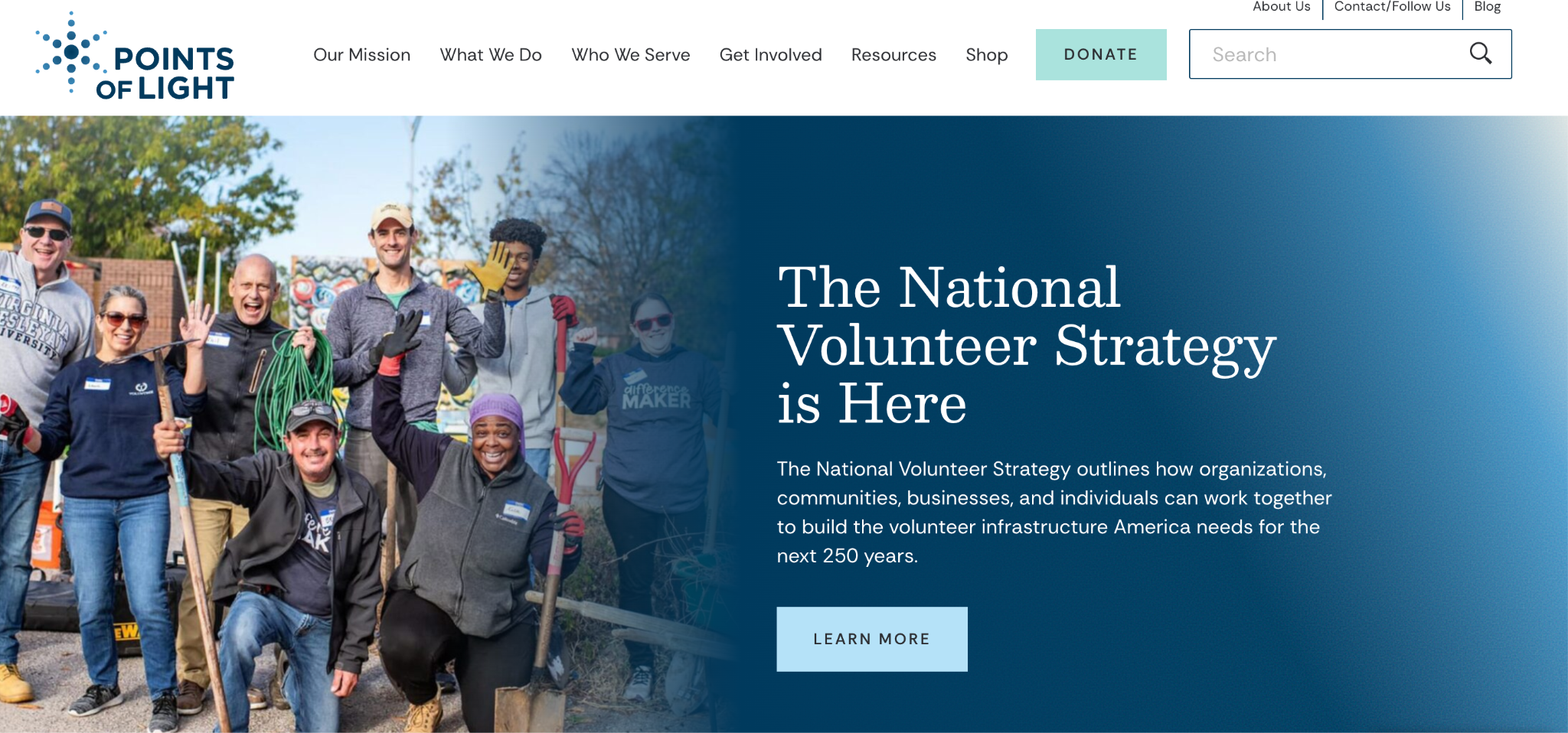 banner image showing a group of happy volunteers
