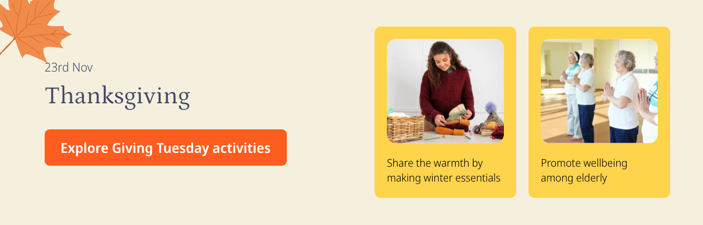 Goodera's Thanksgiving and Giving Tuesday volunteering catalog