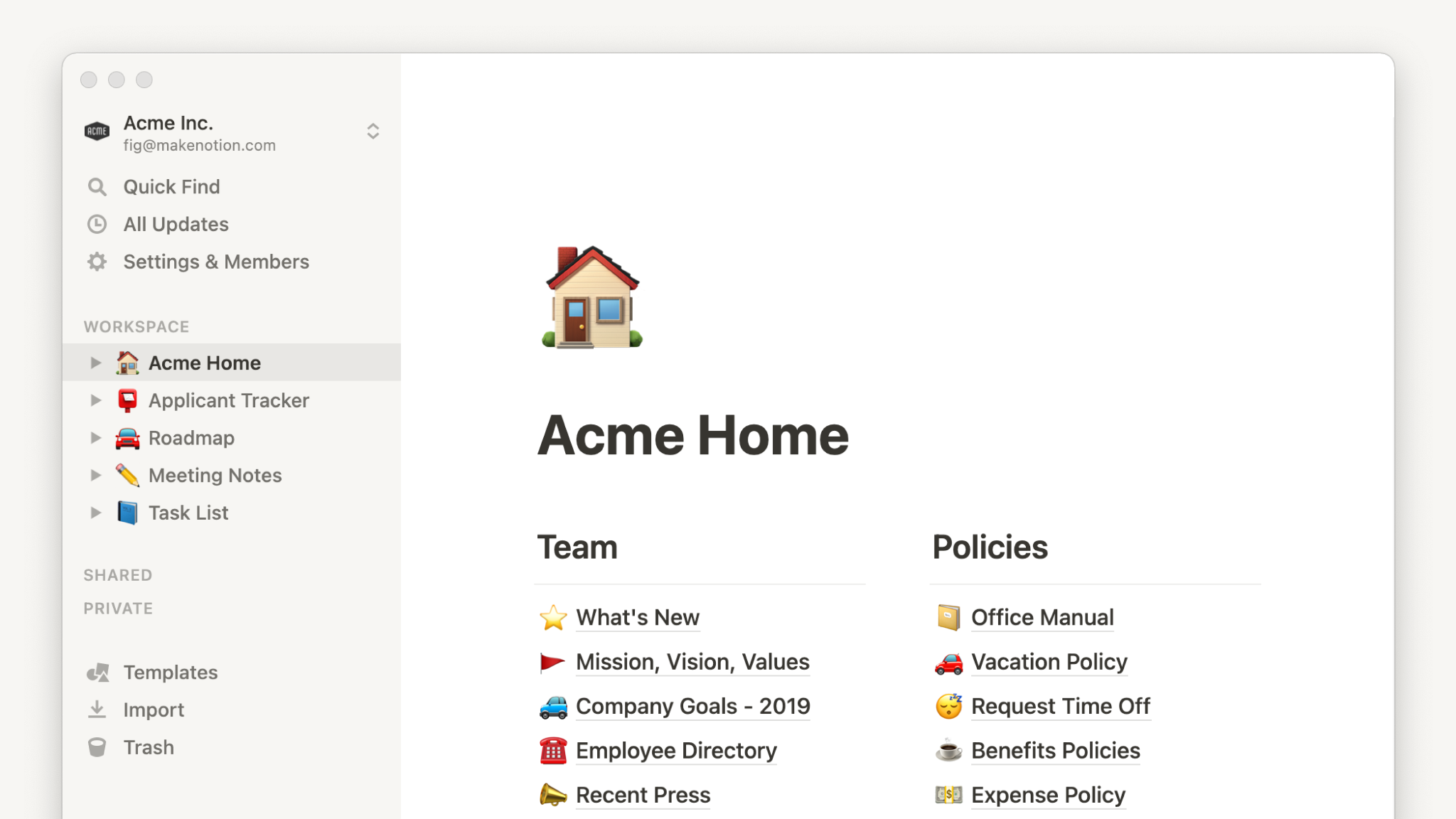 Notion at a glance