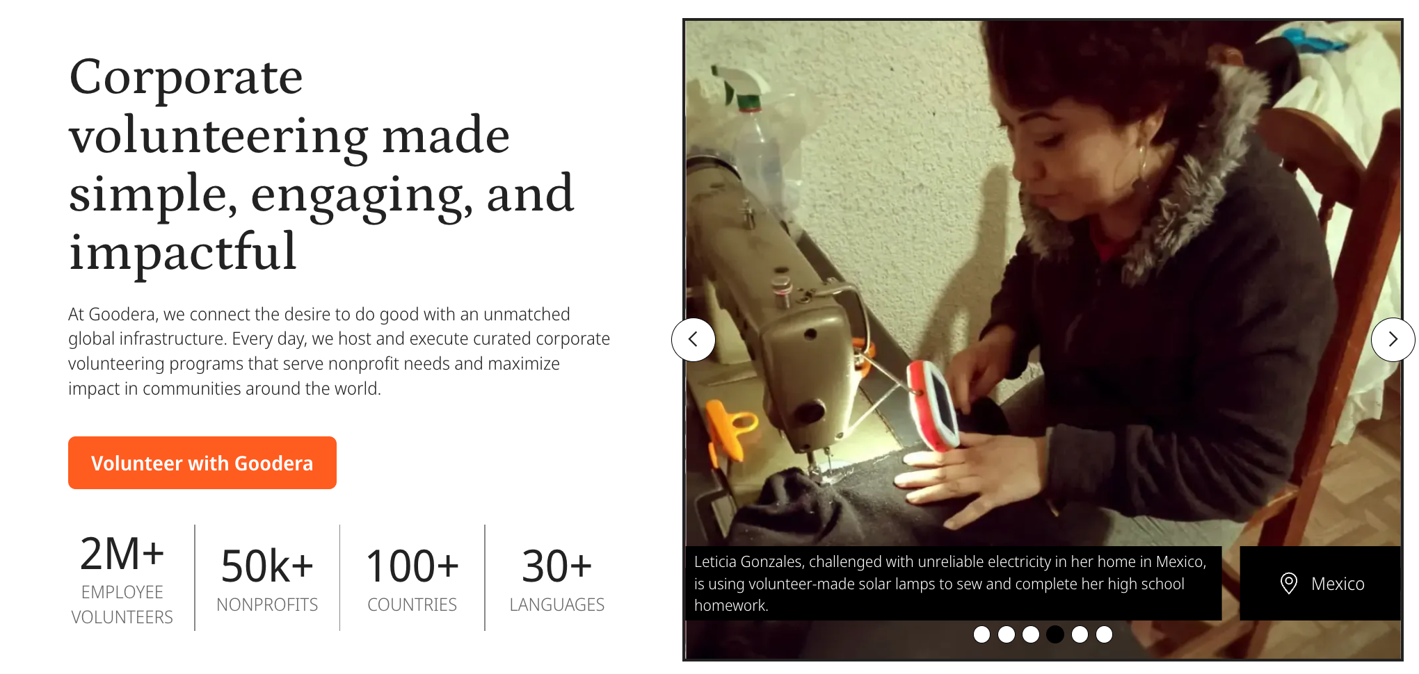 Goodera's website banner