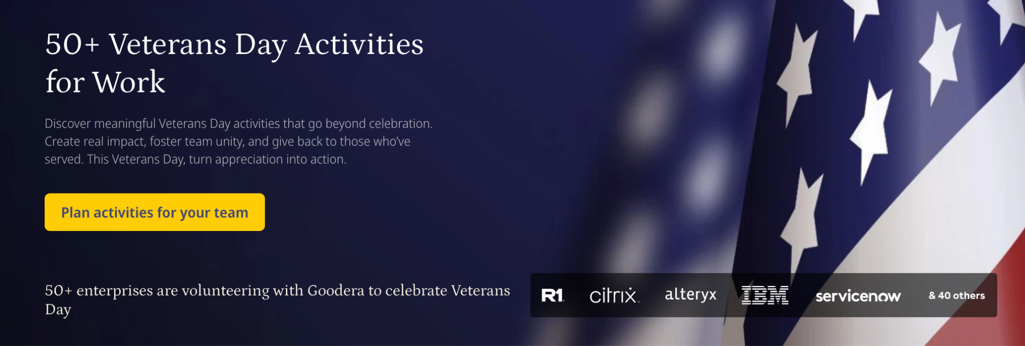 Goodera's volunteering catalog for Veterans Day