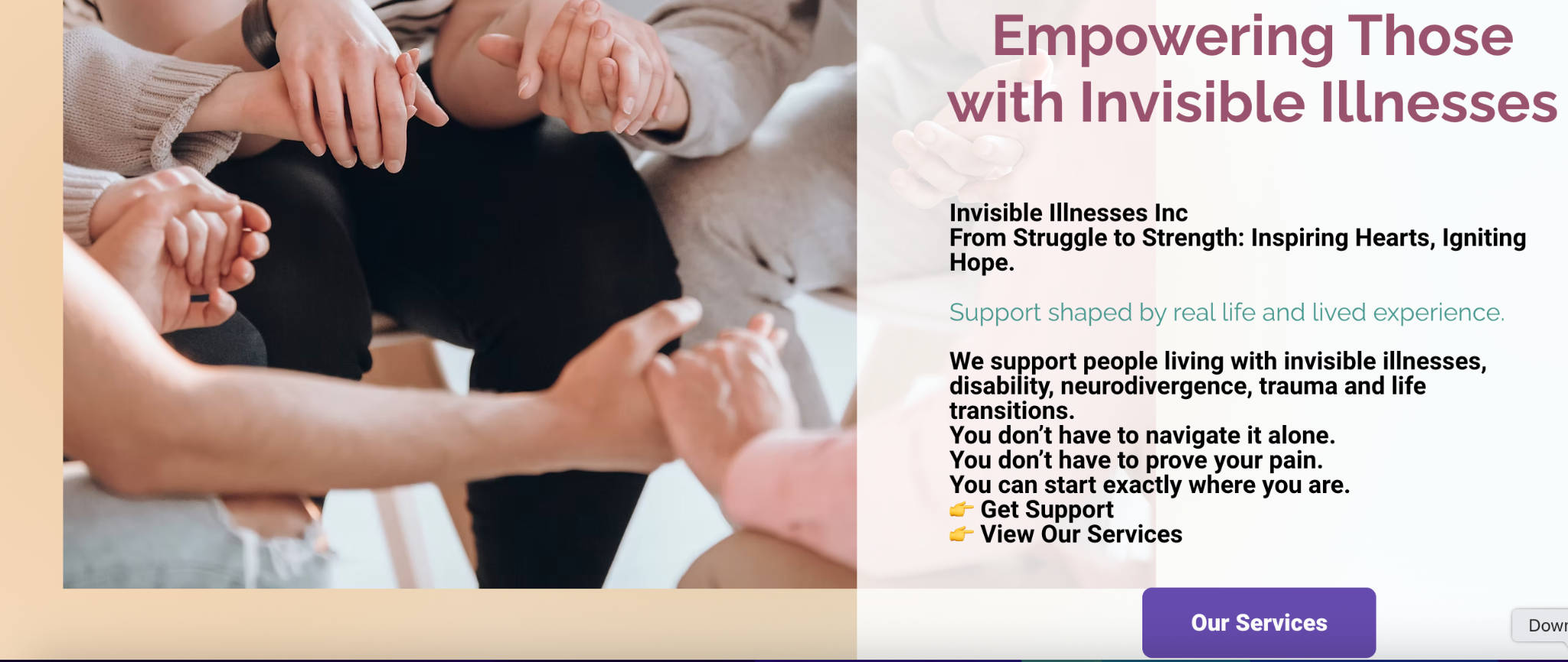 Invisible Illnesses' website banner.