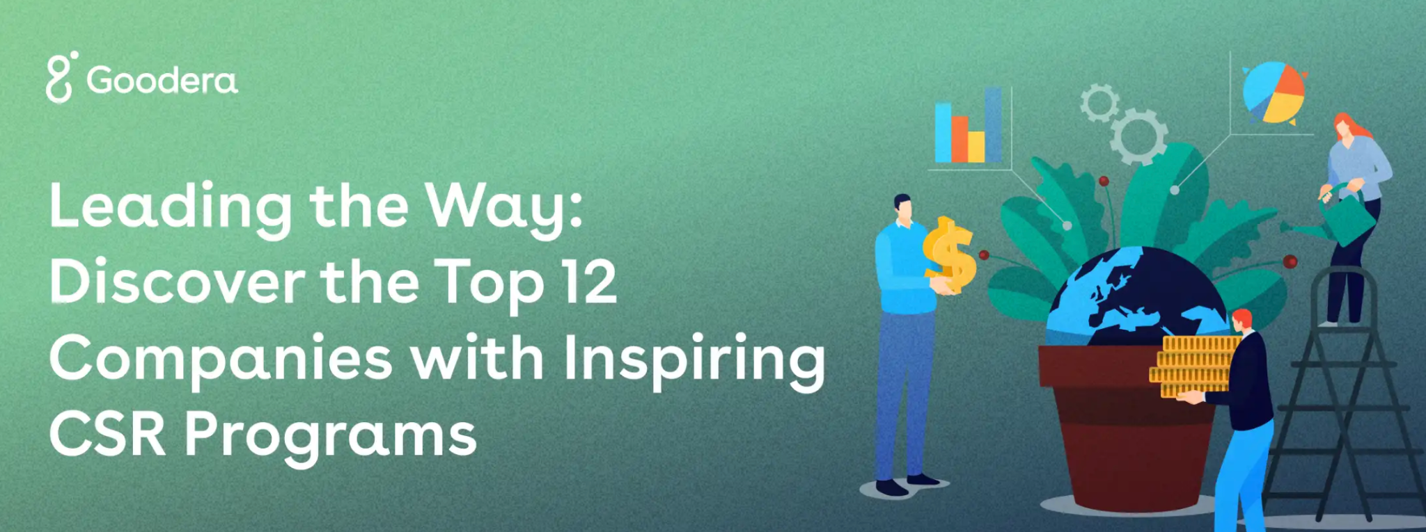 Goodera's blog banner titled, 'Leading the Way: Discover the Top 12 Companies with Inspiring CSR Programs'