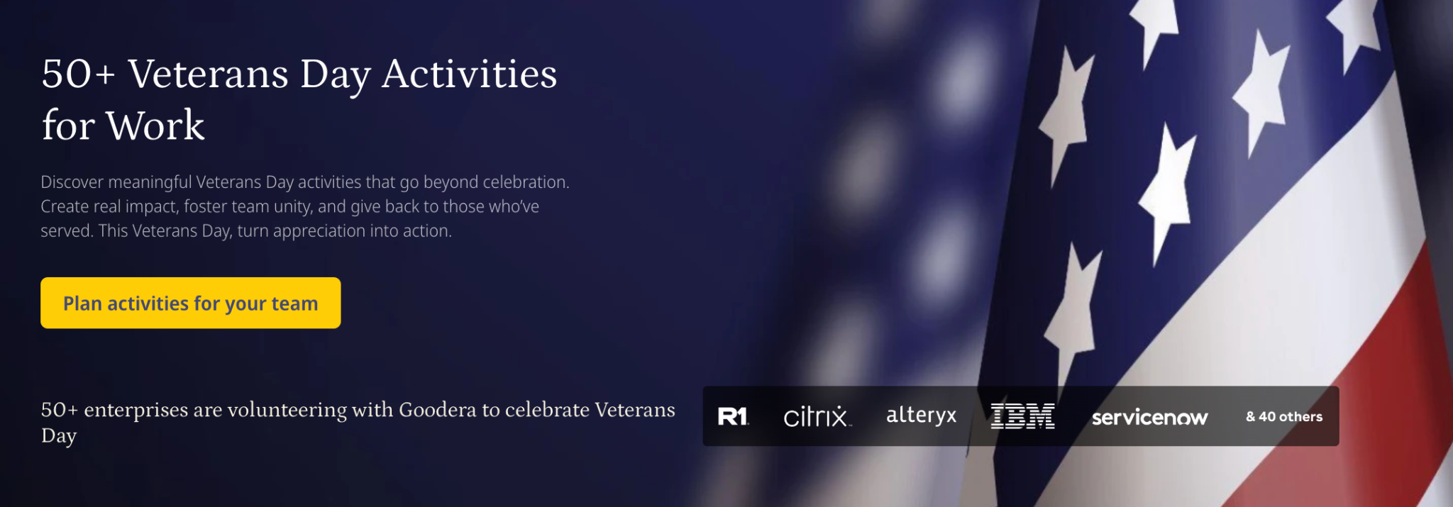Goodera's Veterans Day corporate volunteering catalog