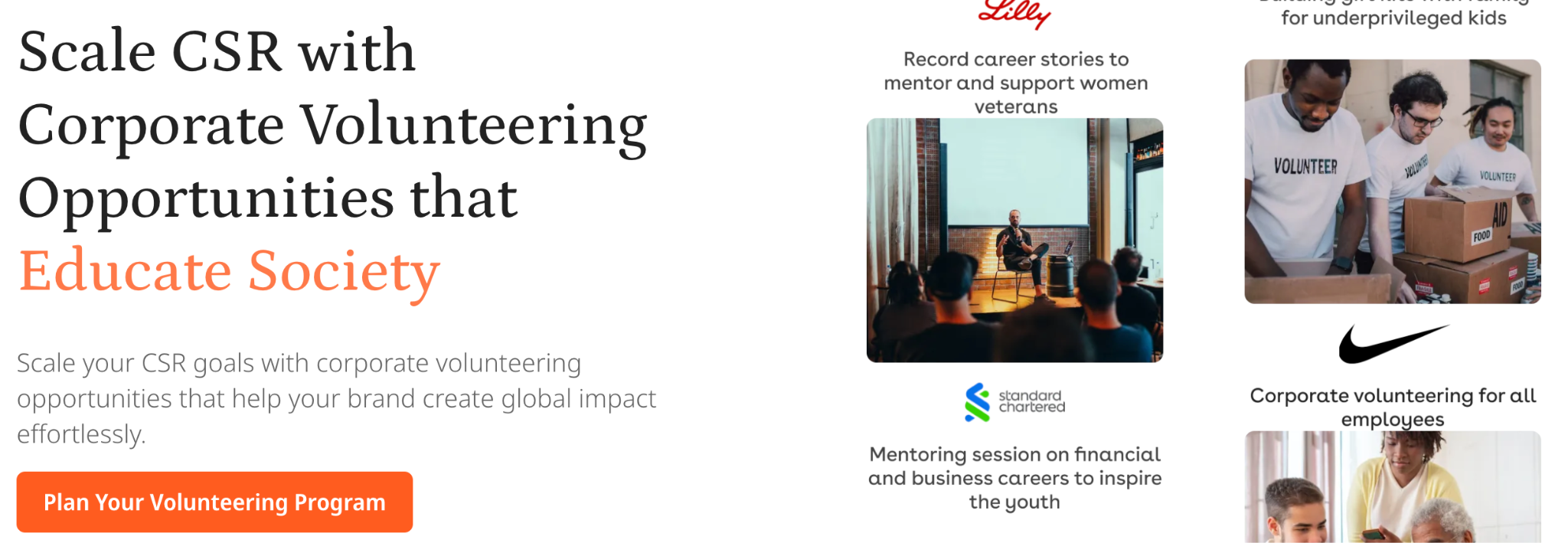 Goodera's catalog of CSR volunteering
