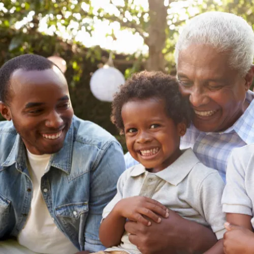Three generation wealth smiling and happy