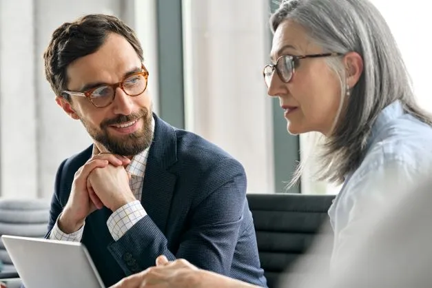 Business meeting between two relationship managers 
