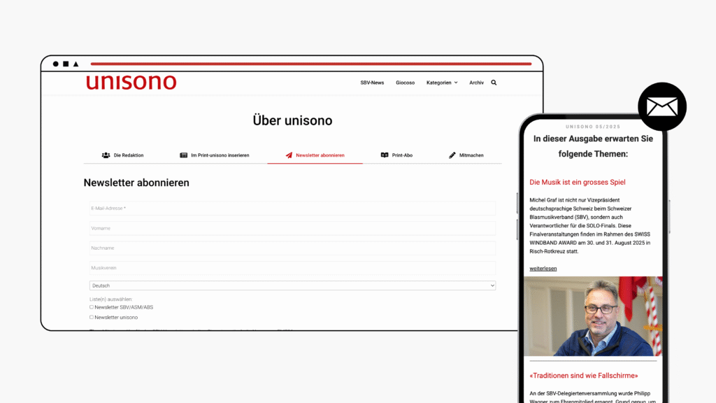 Mockup unisono-Newsletter abonnieren