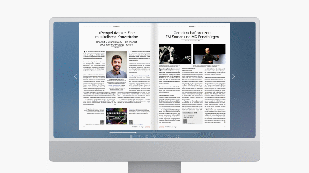 Mockup der mehrsprachigen e-Paper-Version von unisono