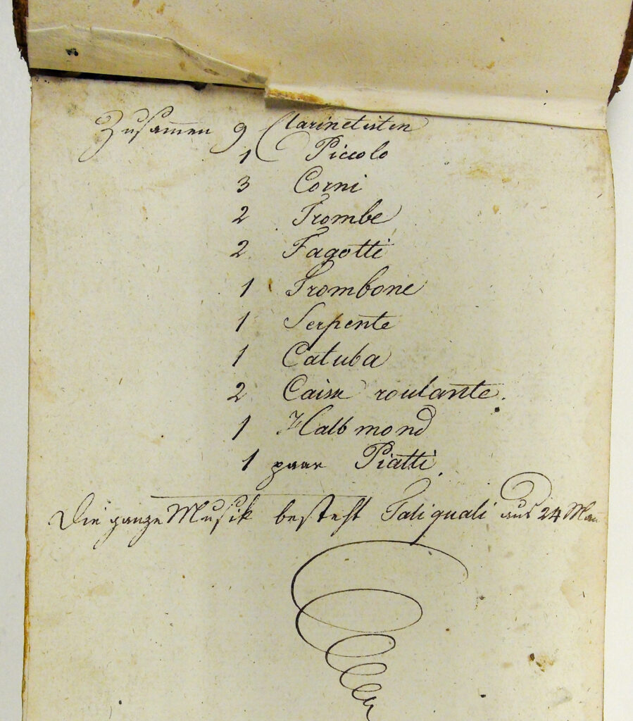 Effectif de la société de musique de Rorschach, vers 1832