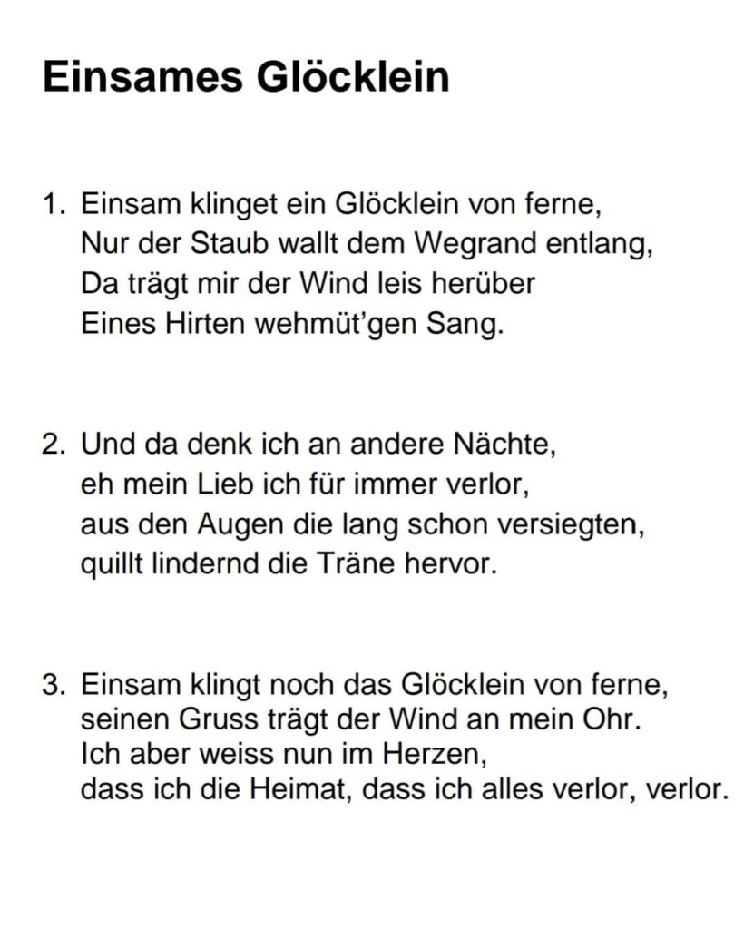 Texte du chant «Einsam klingt»