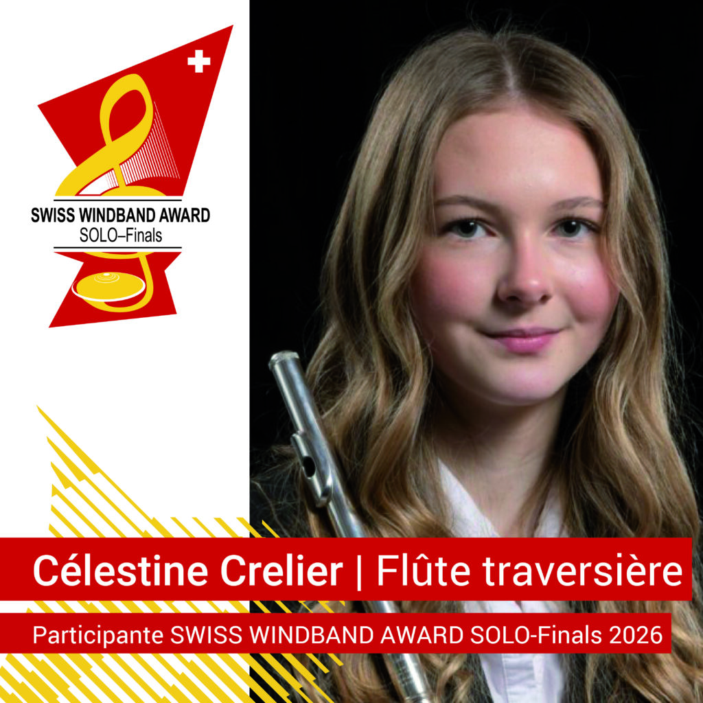 Célestine Crelier mit Querflöte im Design «SOLO-Finals»