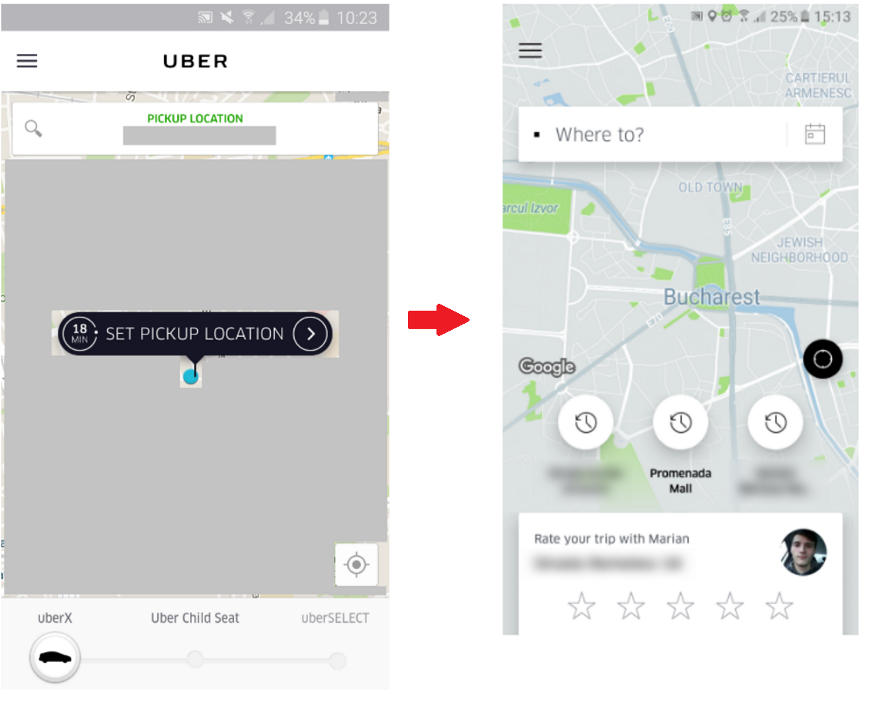 Uber redesign "Where to?" section