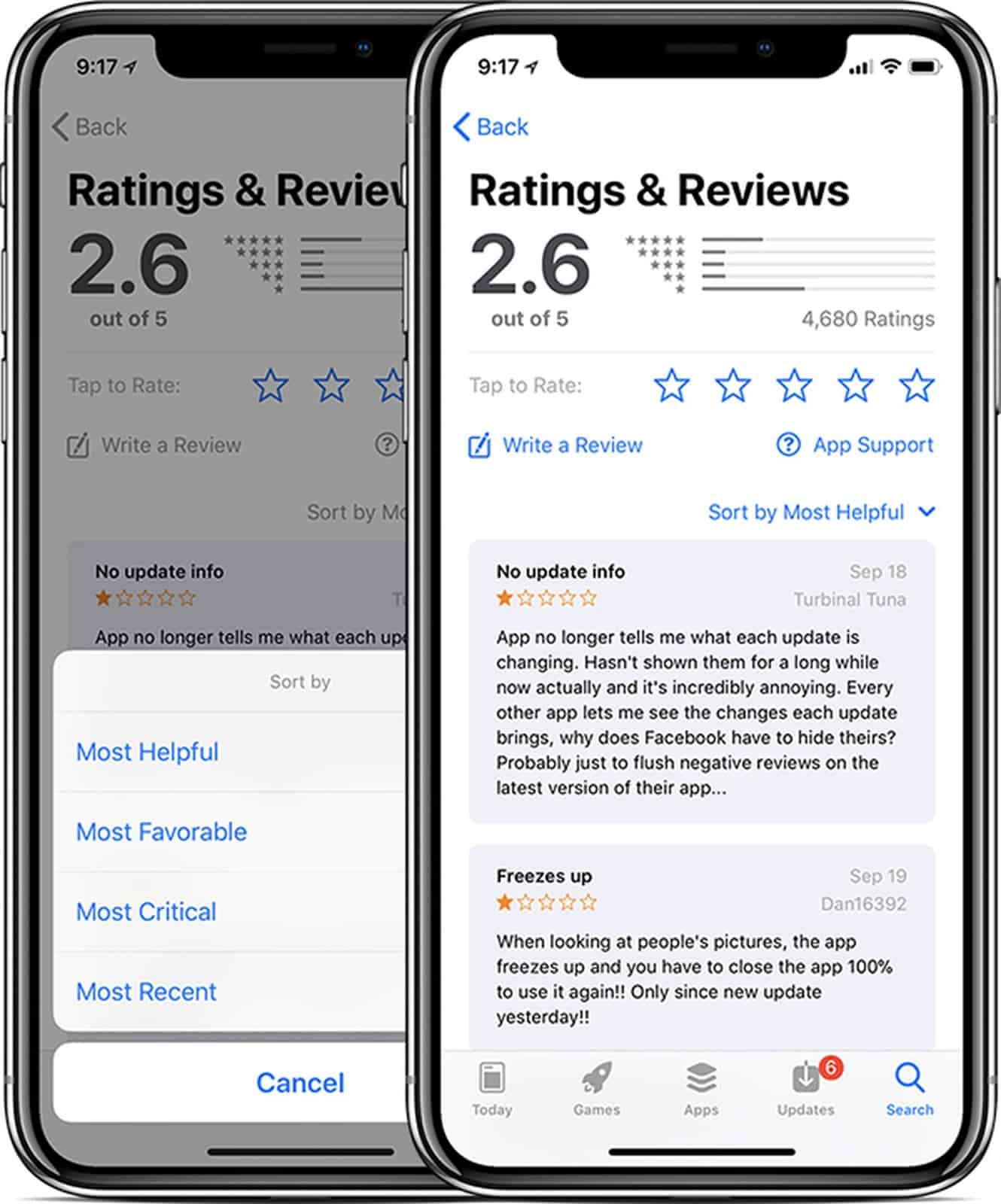 reasons for app redesign: negative customer reviews