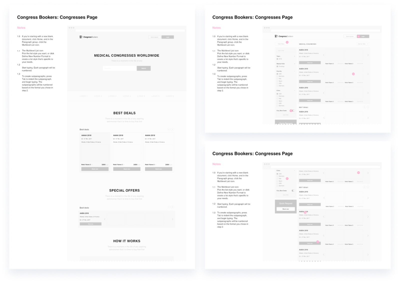 redesign process: creating wireframes