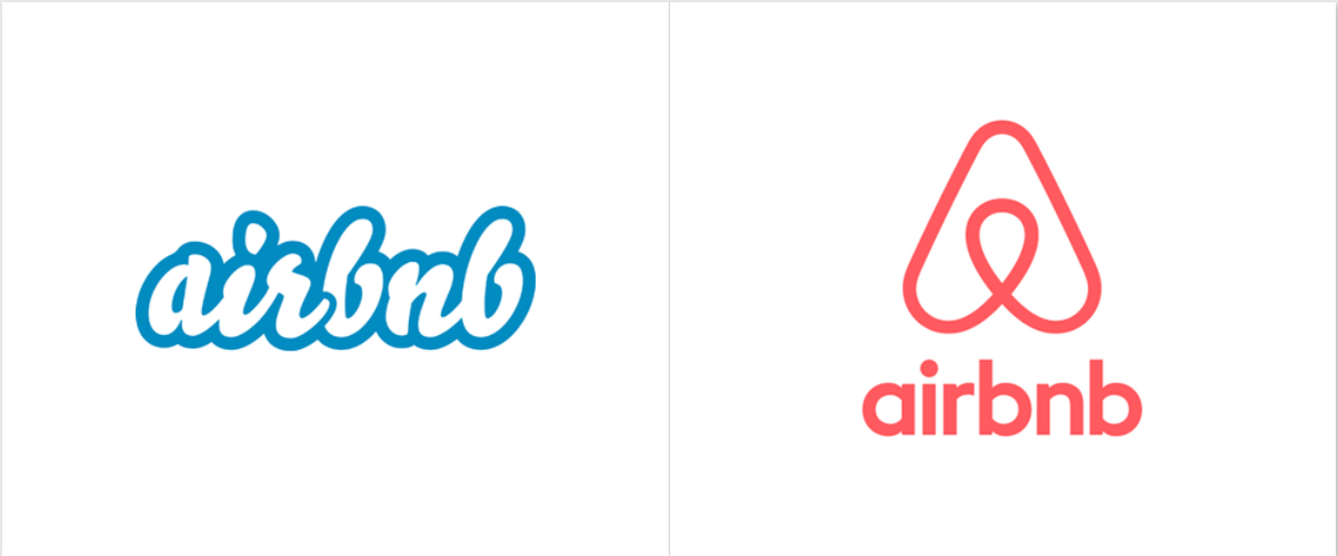 Airbnb rebranding logo: before and after