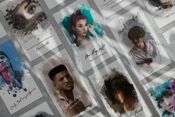 Instagram story with pastel watercolor effects and soft brush strokes