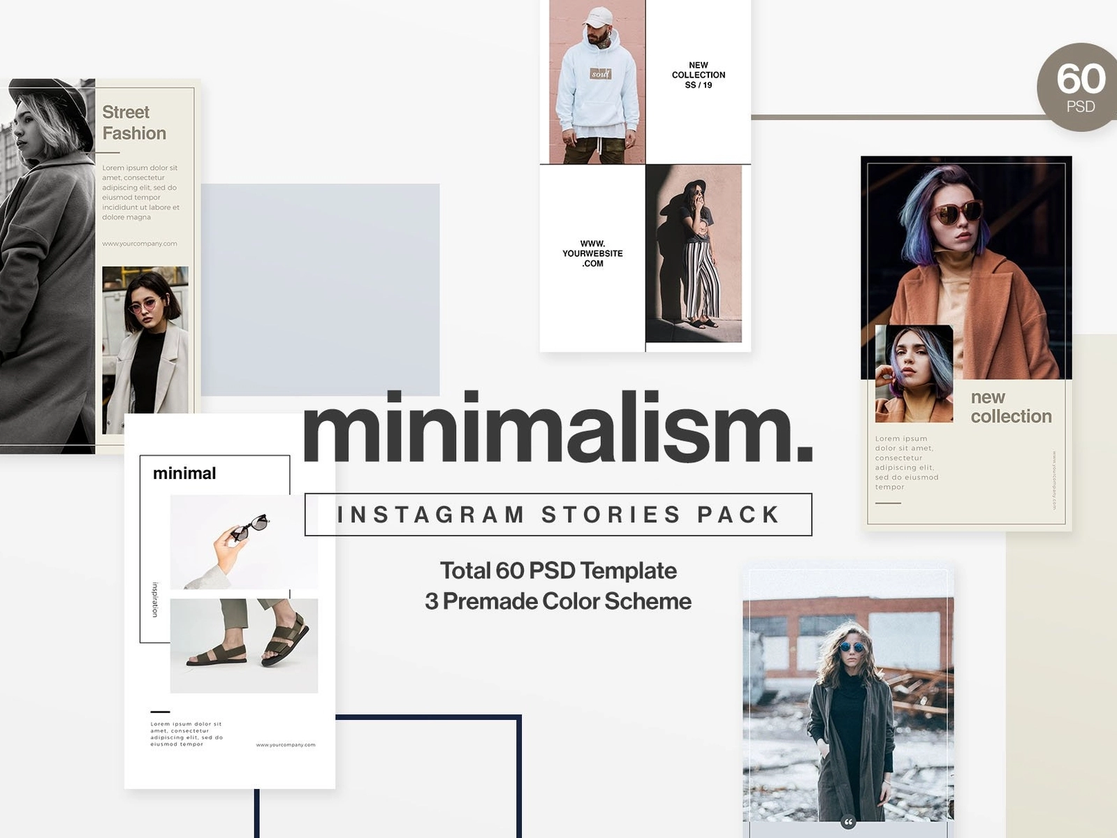 Minimalist Instagram story design with clean white background and muted color palette