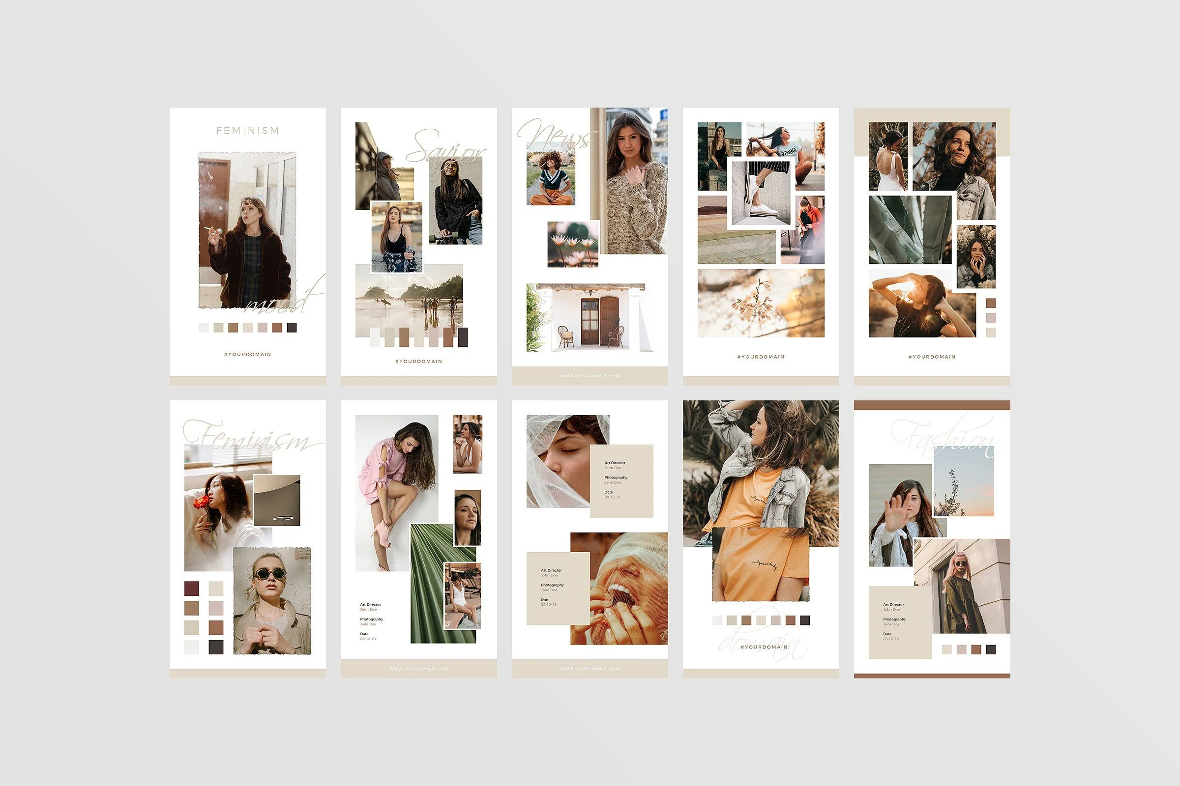 Instagram story mood board with curated images and cohesive color theme