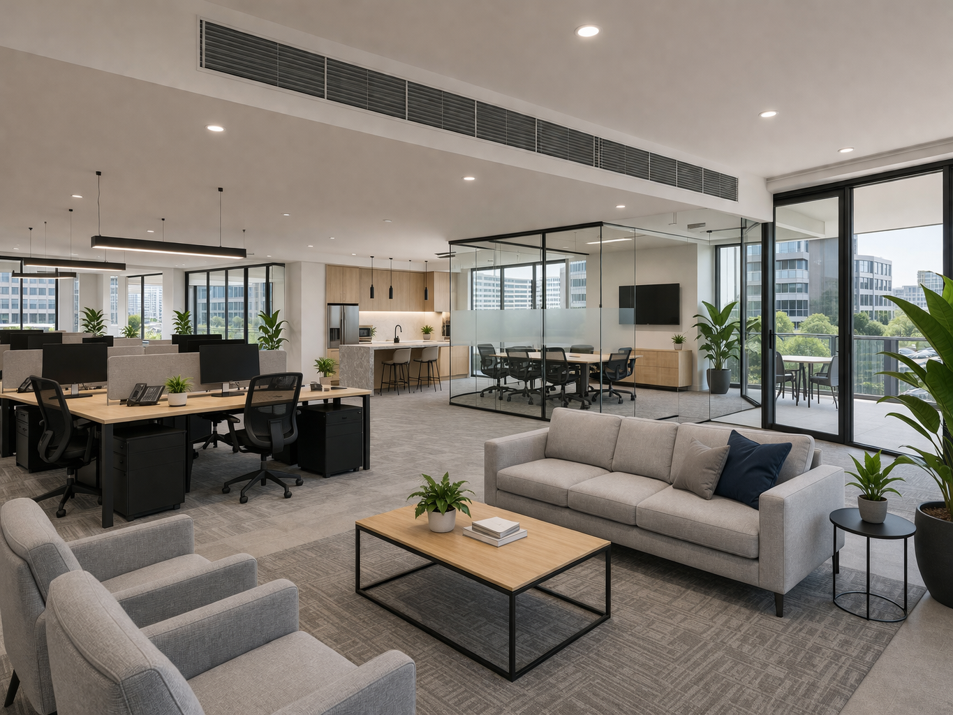 Ducted air conditioning installed in an office space