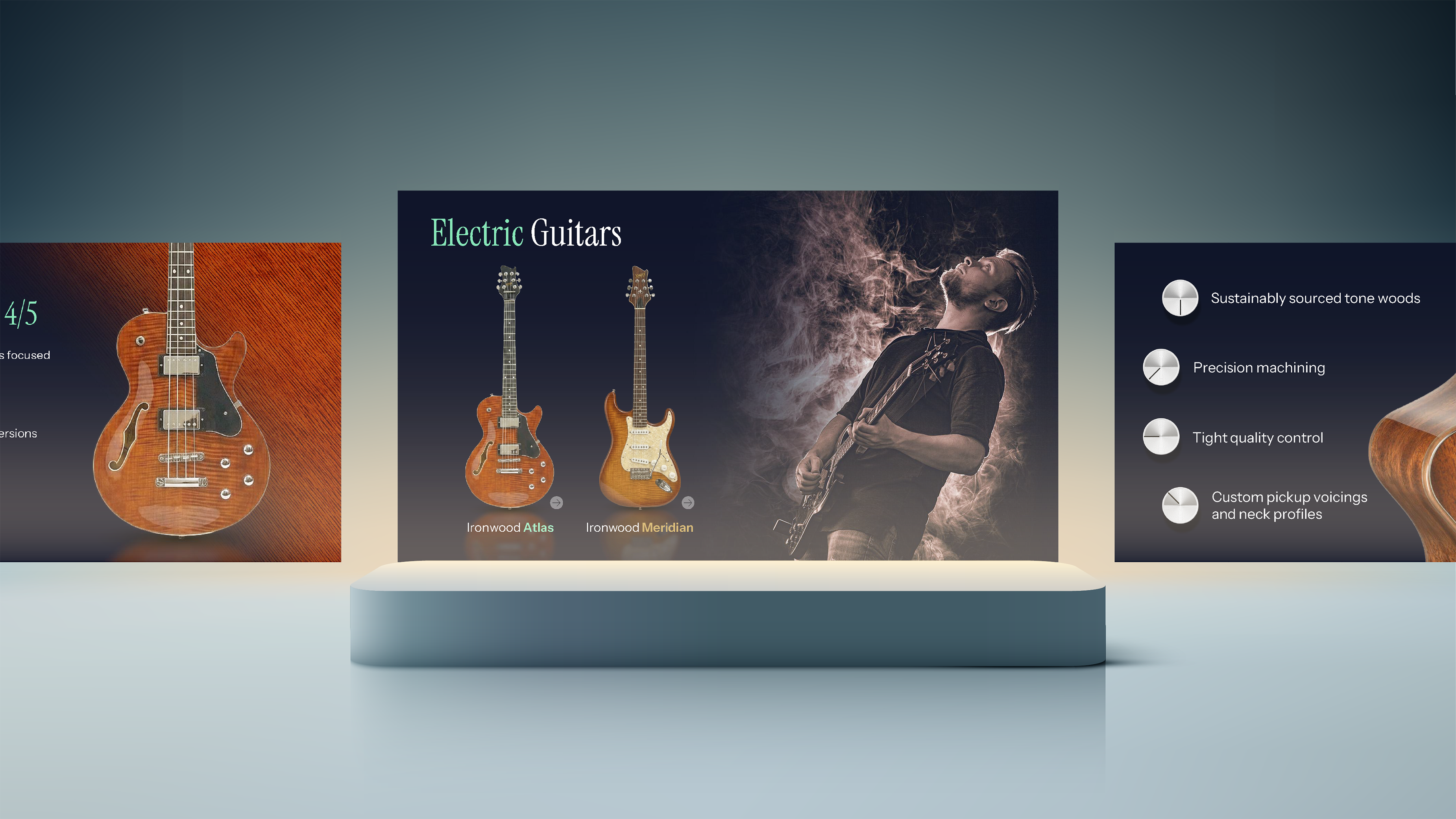 Boutique guitars brand concept | Slide designs outlining a concept presentation about product | Presentation design portfolio | Silver Fox Productions