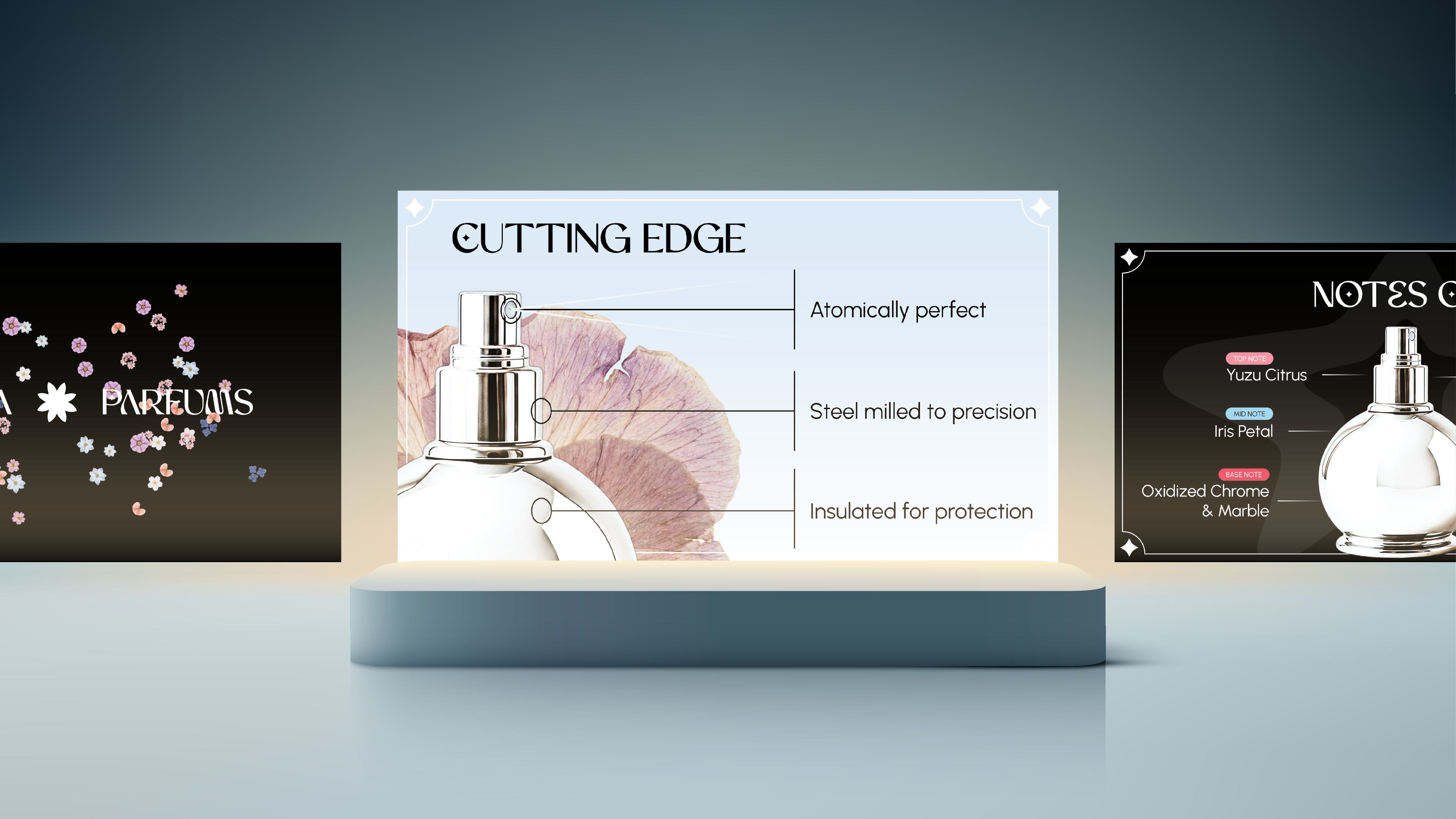 Luxury perfume brand concept | Slide designs outlining a concept presentation about product | Presentation design portfolio | Silver Fox Productions