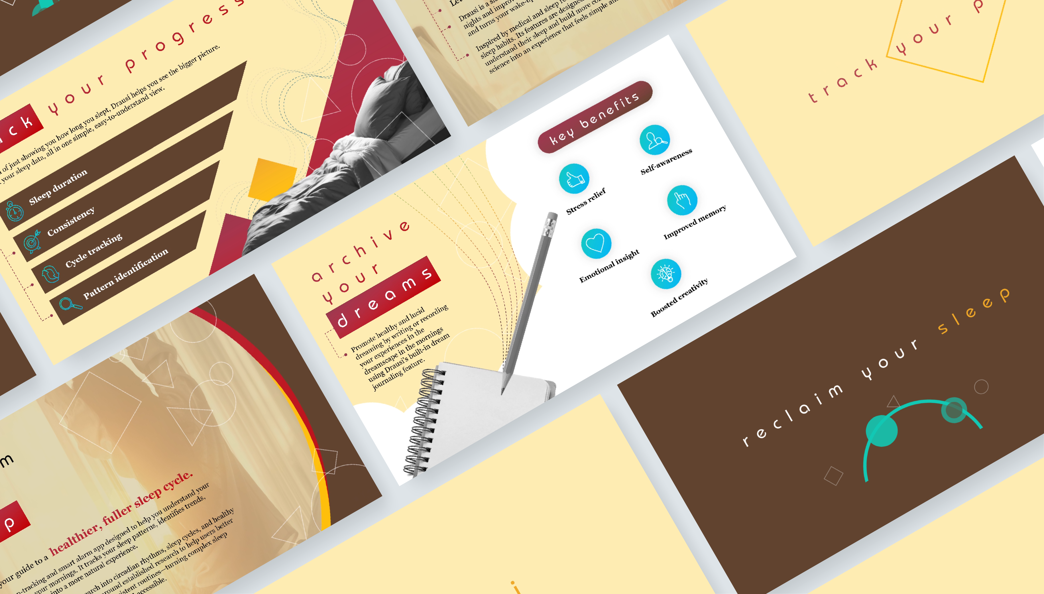  Interactive sleep tracking brand concept | Slide designs outlining a concept presentation about a sleep tracker app | Presentation design portfolio | Silver Fox Productions