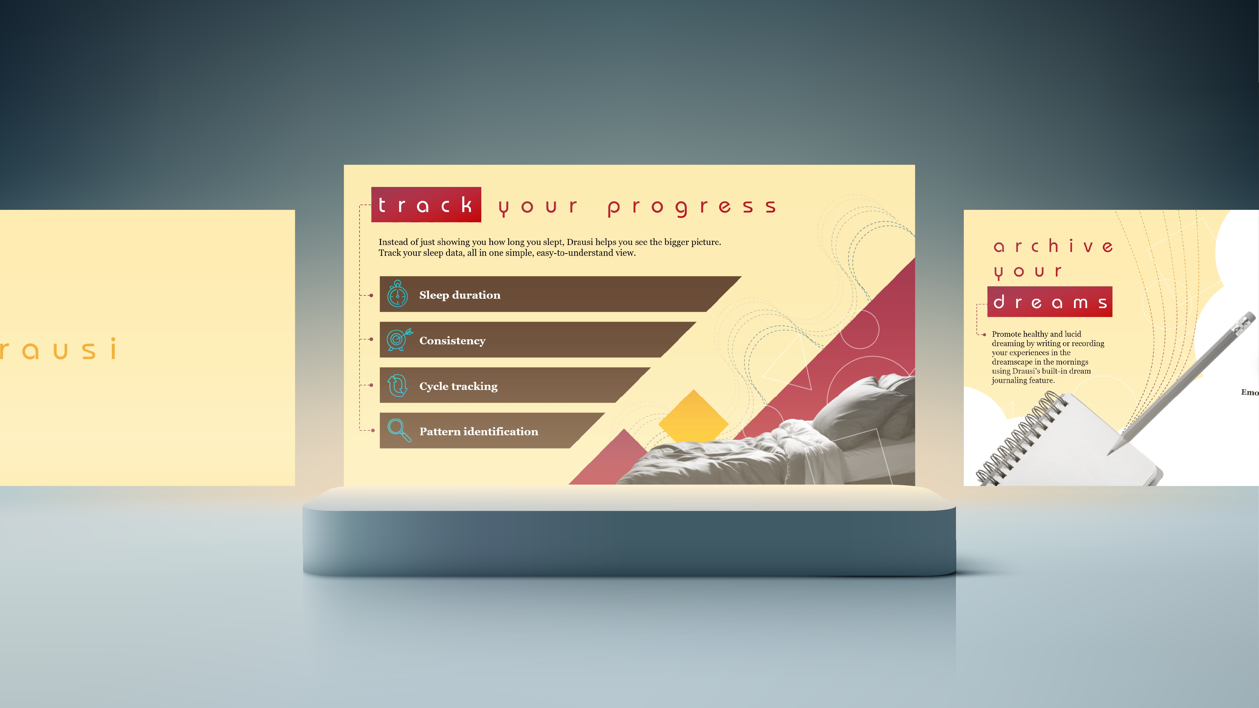  Interactive sleep tracking brand concept | Slide designs outlining a concept presentation about a sleep tracker app | Presentation design portfolio | Silver Fox Productions