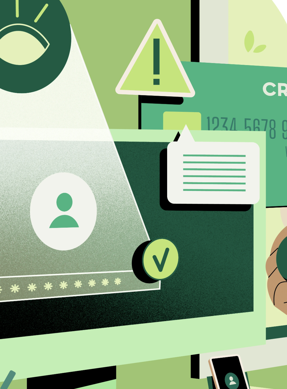 A graphic assortment of screens, icons and devices.