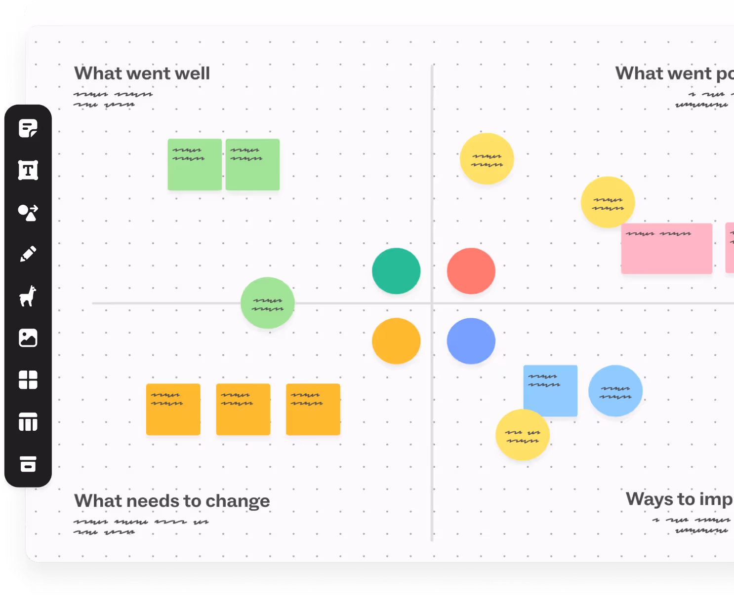 Online whiteboard used to manage and schedule tasks for team productivity.
