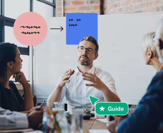A researcher presenting concepts that were created on a shared digital workspace. 