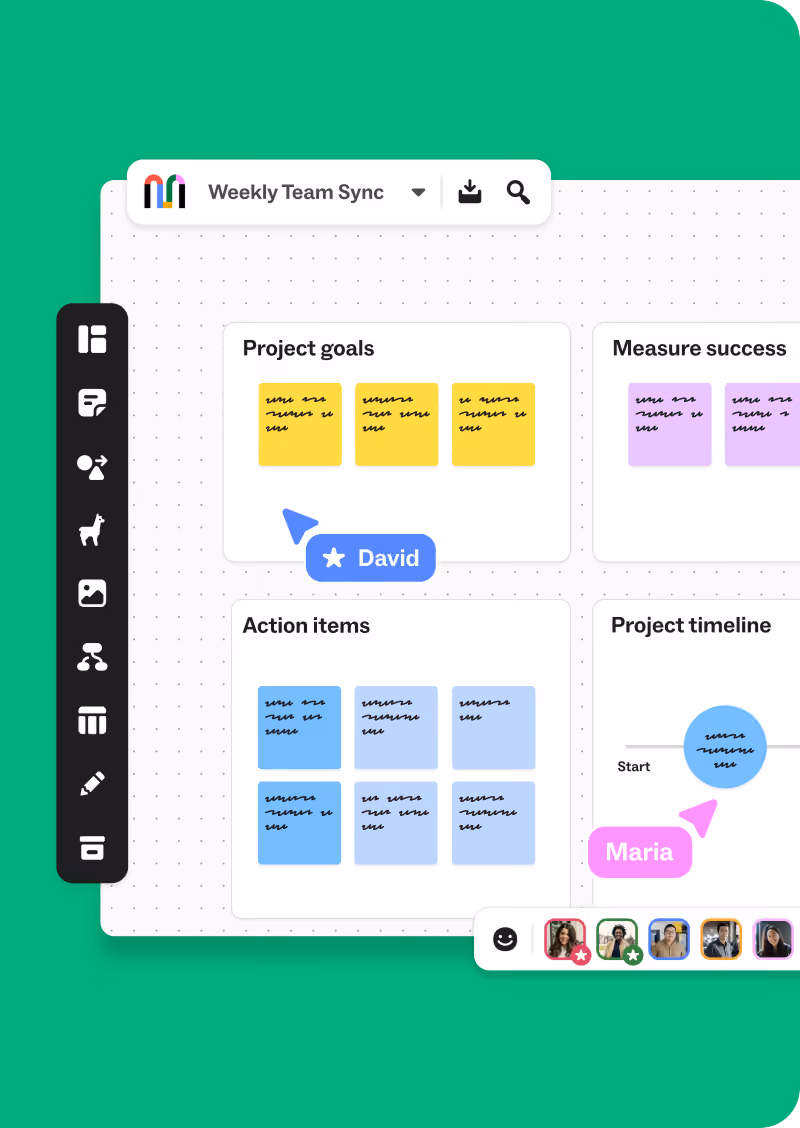 A researcher presenting concepts that were created on a shared digital workspace.