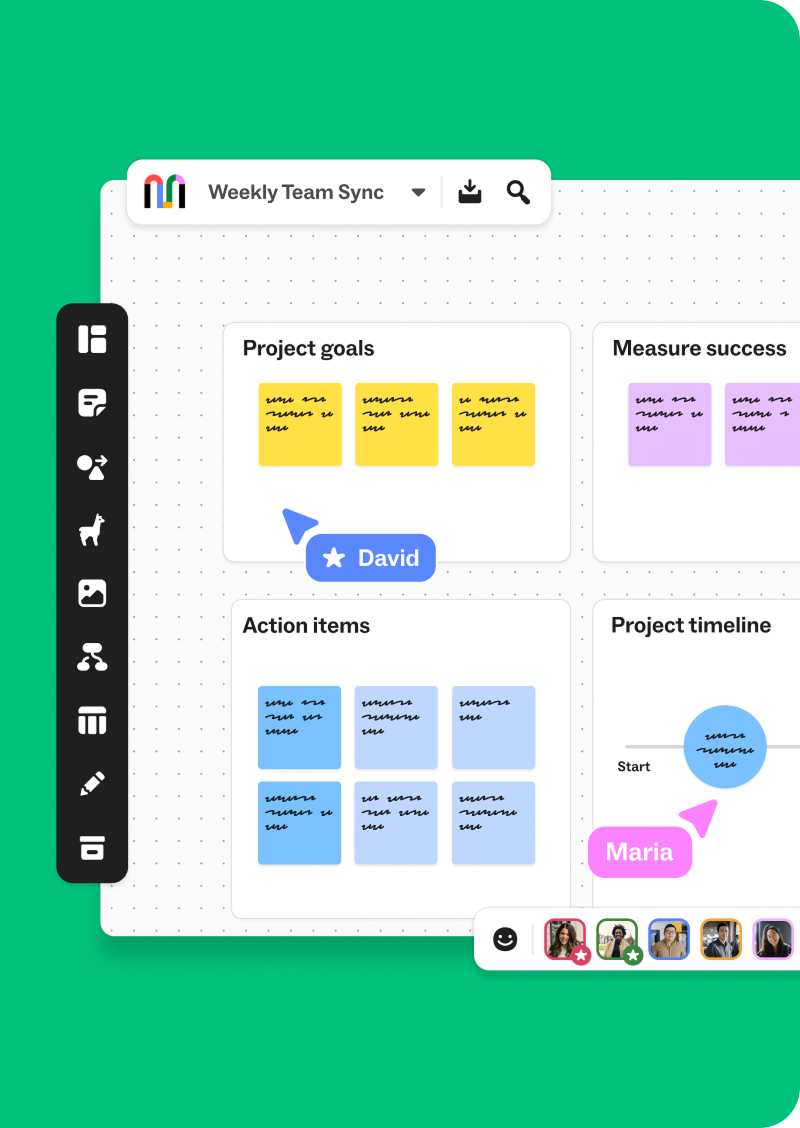 A researcher presenting concepts that were created on a shared digital workspace.